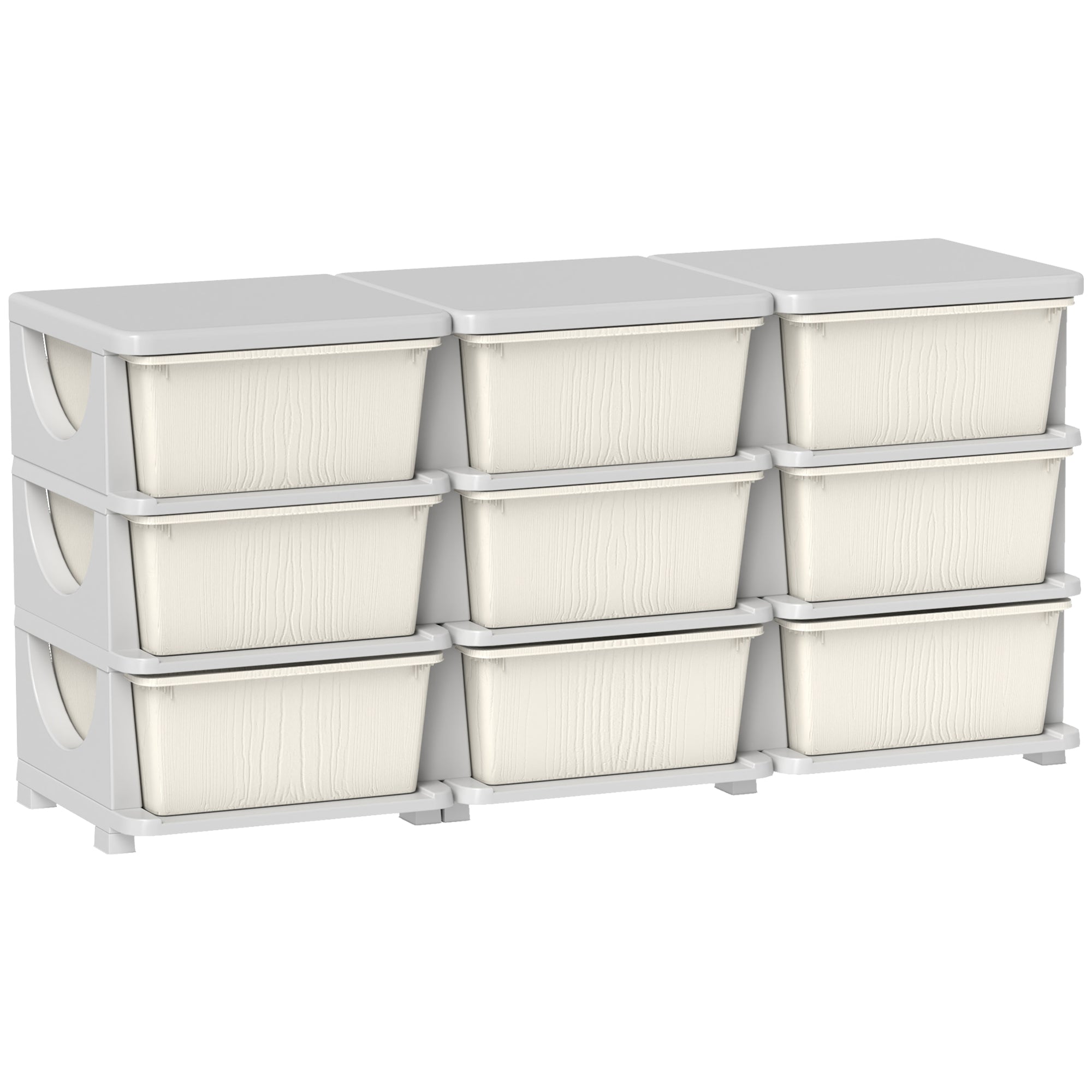 HOMCOM Kids Storage Unit, with Nine Drawers - Cream